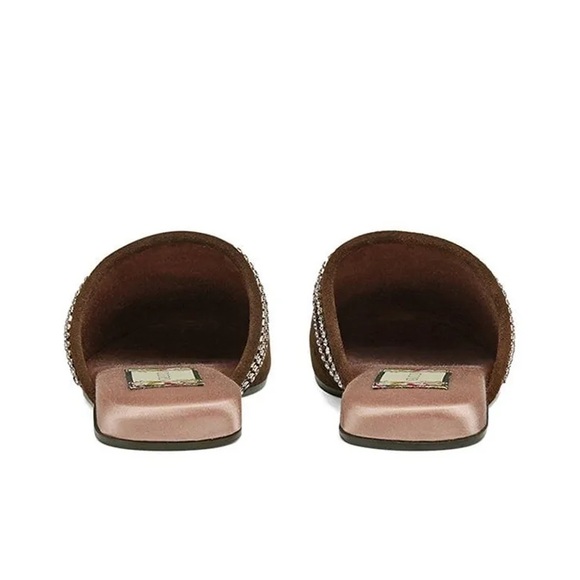 Velvet GG Monogram Crystal Womens Slipper Brown Vintage Cocoa - Picture 4 of 10